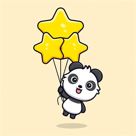 Premium Vector Cute Panda Holding Star Balloon Animal Cartoon Mascot