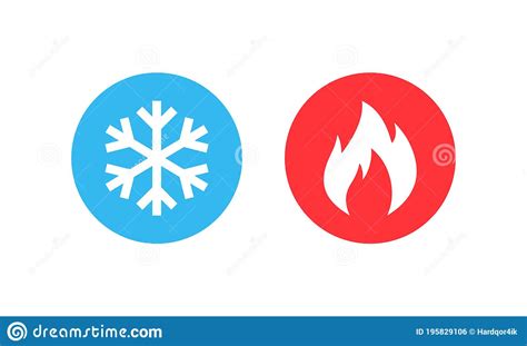 Hot And Cold Vector Icon Set Heating And Cooling Buttons Vector Eps10