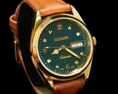 1970s Vintage Citizen Automatic Mens Gold Watch Hand Built Custom