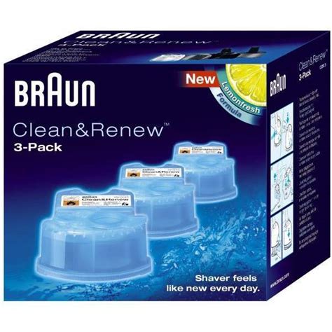 Leaves your shaver thoroughly and hygienically clean for a better shaving performance every day. Braun CCR3 Clean & Renew Pack of 3 Cleaning Refill