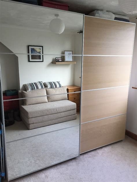 Bespoke shaker door specialists in oxfordshire. Ikea PAX Double Wardrobe: sliding doors, half mirrored. 2m ...