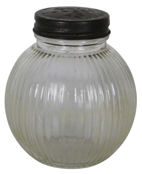 Antique Hazel Atlas Glass Co Clear Fluted Shakers Metal Lid