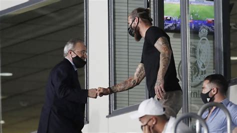 Real Madrid Sergio Ramos And Florentino Perez In Permanent Contact