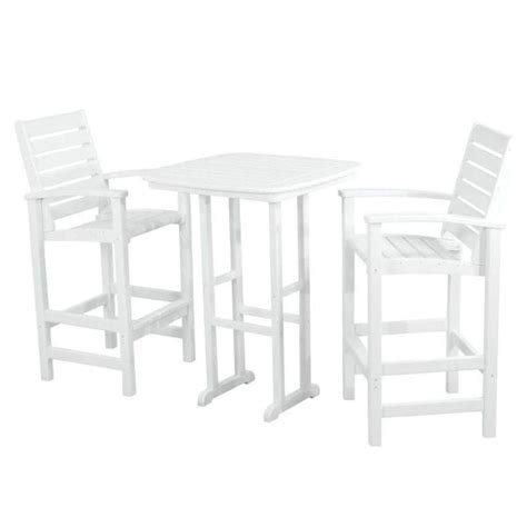 Outdoor sofas, chairs & sectionals : POLYWOOD Signature White 3-Piece Patio Bar Set PWS153-1-WH ...