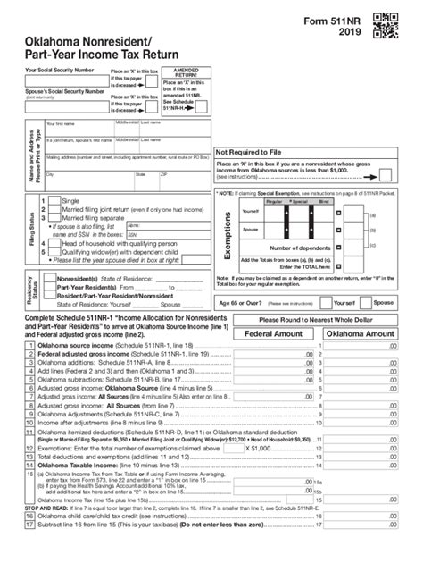 Ok 511nr Packet 2019 Fill Out Tax Template Online Us Legal Forms
