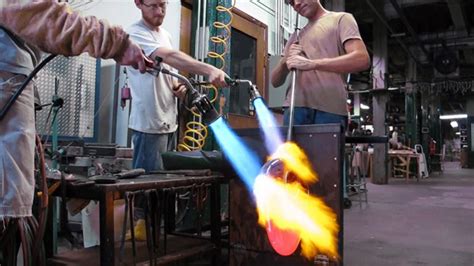 Glass Blowing Using Torches On Glass Sculpture