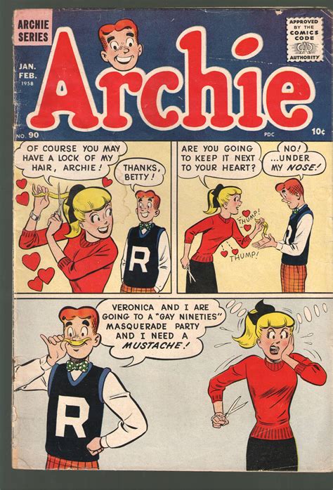 ARCHIES COMICS 90 1958 SOLID VG 4 0 10 Cent Cover Archie GAY