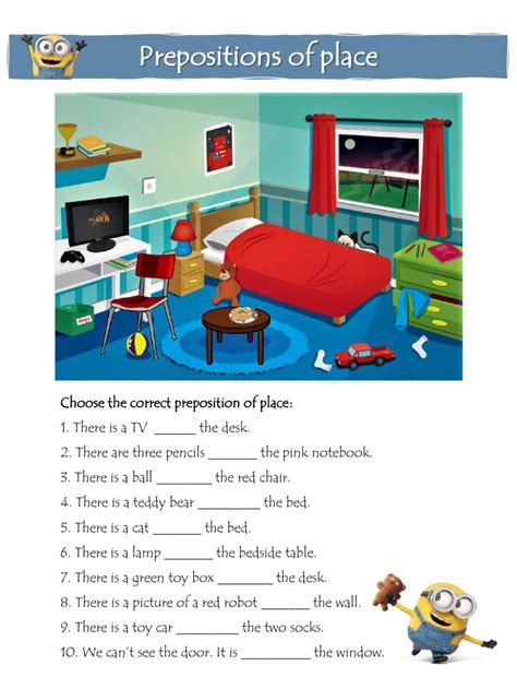 Prepositions Of Place Interactive Worksheet For Junior B Senior A