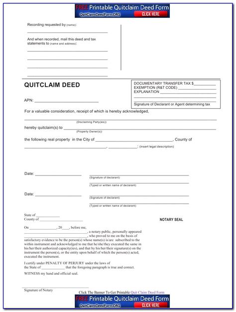 Florida Quit Claim Deed Form Duval County