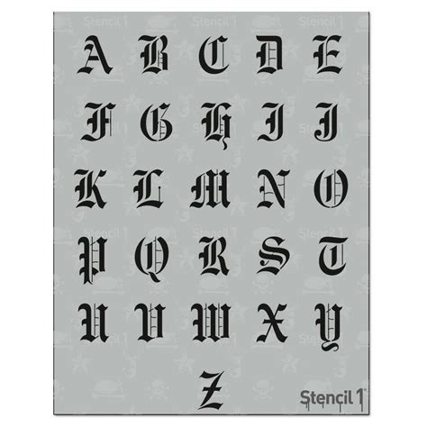 Stencil1 2 In Old English Font Stencil Lettering Alphabet Tattoo
