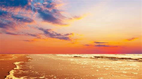 Sunset Digital Wallpaper Beach Sky Clouds Sea Hd Wall