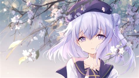 Download 1920x1080 Anime Girl Crying Tears Silver Hair Cherry