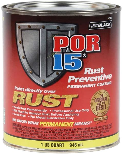 Por 15 45404 Rust Preventive Coating Semi Gloss Black Quart