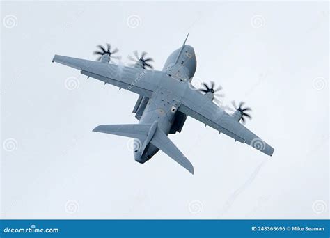 Low Flying Airbus A400m Atlas Military Tactical Transport Aircraft