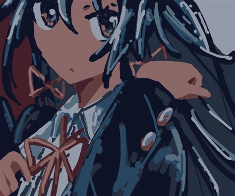 Anime Girl Wih Black Hair And Pinkred Bows Drawception