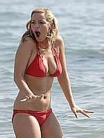 Liz McClarnon Sexy In Red Bikini On The Beach
