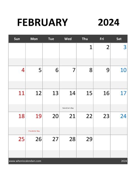 Large Printable February 2024 Calendar F24373