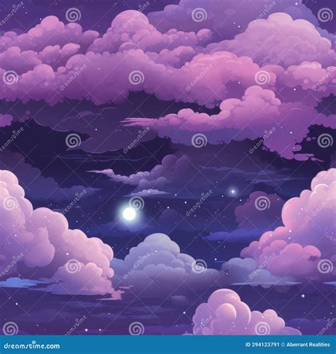 Clouds And Moon In The Night Sky Stock Illustration Illustration Of