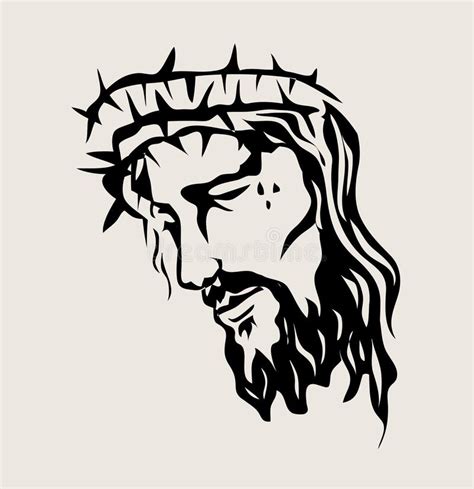 Jesus Face Sketch Progettazione Di Vettore Di Arte Illustrazione