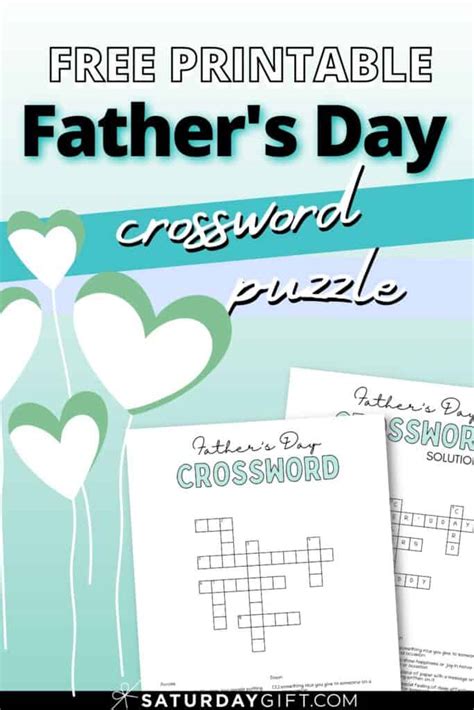 Fathers Day Crossword Puzzle Cute And Free Printable Saturdayt