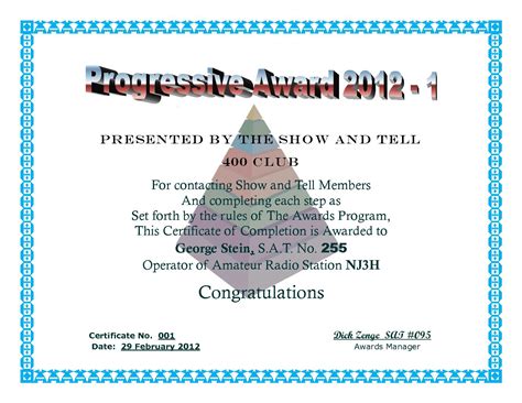 2010 Sat400 Progressive Award