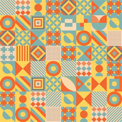 Colorful Vintage Geometric Mosaic Background Png