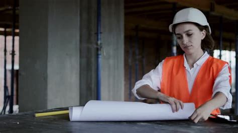 Architect Working Over Plan Closeup Desk With Blueprints Drawing