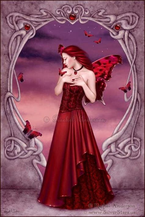 Red Butterfly Fairy By Rachel Anderson Chica Fantasy Fantasy Fairy