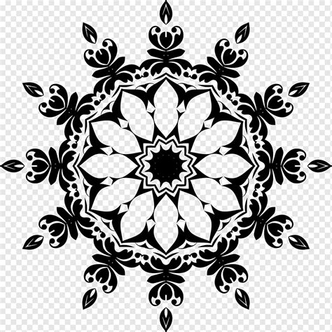 Coreldraw Menggambar Motif Ornamen Bunga Simetri Monokrom Bunga Png