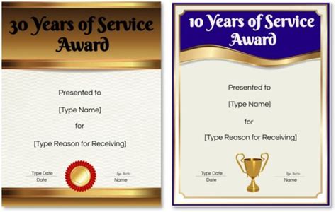 Printable Years Of Service Awards