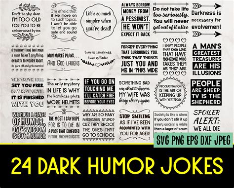 24 SVG Dark Black Humor Jokes. Citas sarcásticas gracioso | Etsy
