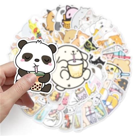 Boba Animal Sticker Pack Cute Diecut Flakes 50 Unique Designs Modes4u
