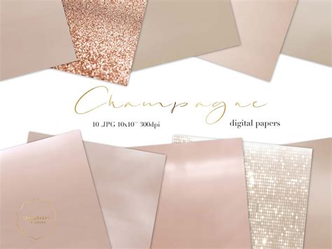 Champagne Color Metallic Texture Paper Nude Digital Papers Etsy