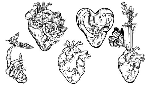Set Of Human Heart Vector Illustration Engraved Hand Drawn 21577112