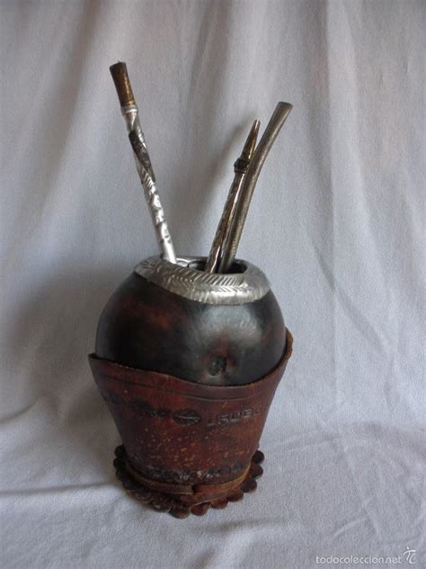 Antiguo Mate De Uruguay Cuero Y Semilla Hueso Comprar En