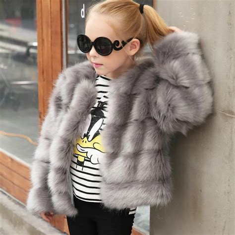 Figwit Girls Long Sleeve Faux Fur Coat Jacket Kids Thick Warm Outwear