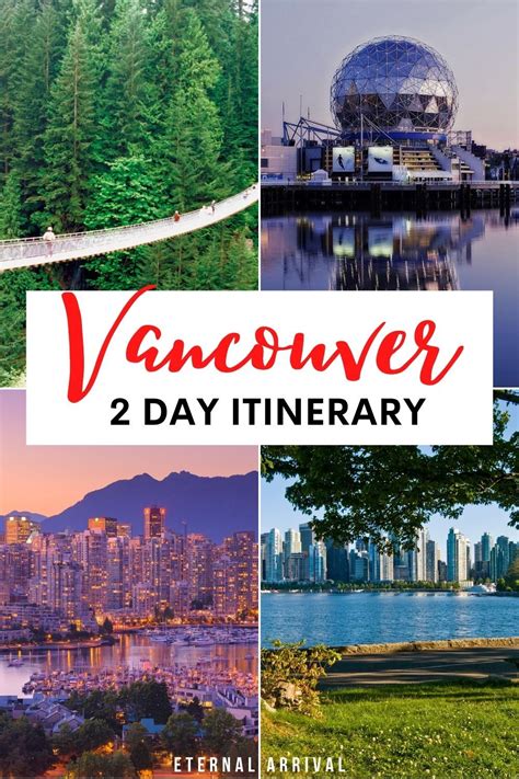 photos of the vancouver skyline at day and night and a suspension bridge outside of vancouver