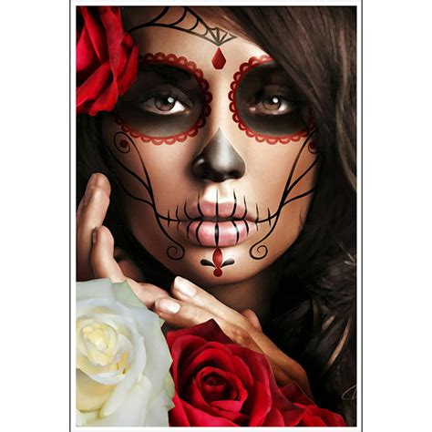 Raquel By Daniel Esparza Mexican Pin Up Girl Sugar Skull Art Print For
