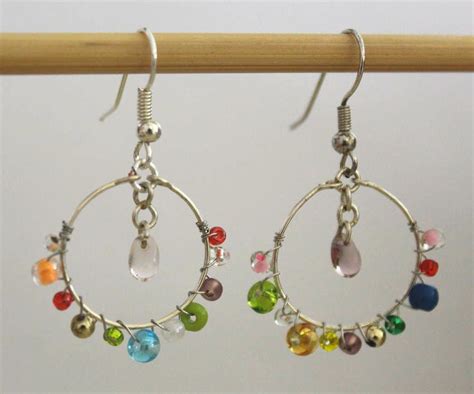 Rainbow Bead Hoop Earrings 6 Steps With Pictures