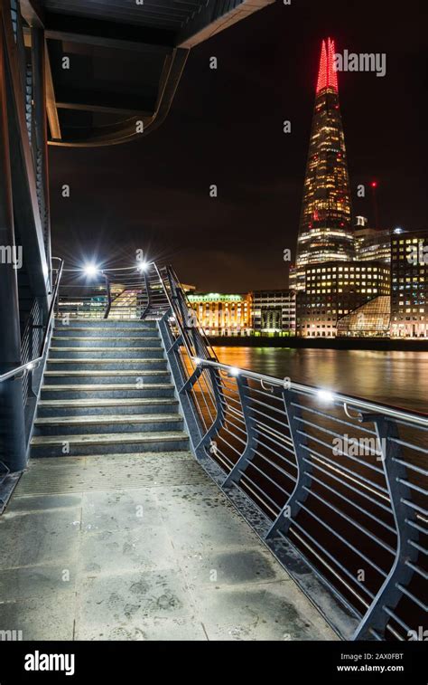 The Shard In London At Night Taken From Beneath London Bridge Stock