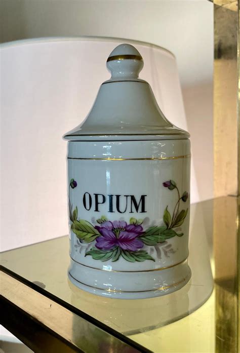 French Apothecary Jar Opium 19th Porcelain Limoges Drug Cocain