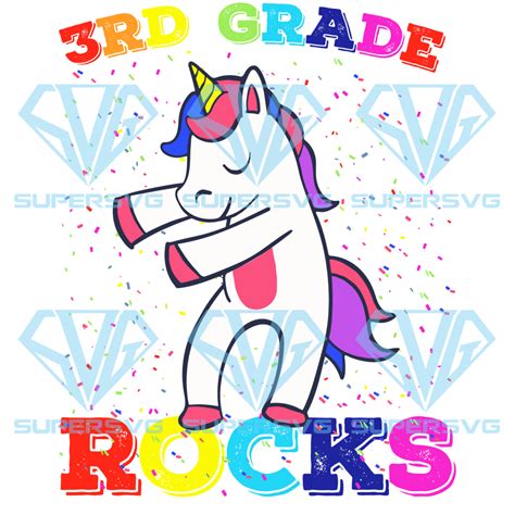 3rd Grade Rock Unicorn Svg Back To School Svg School Svg Grade Svg