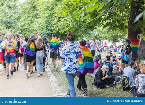 People With Rainbow Flags At The Pride Village On Strelecky Island At