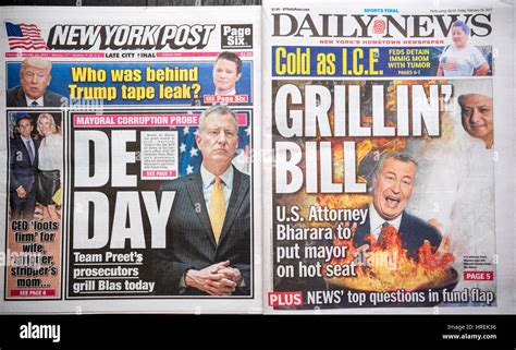 front pages of new york tabloid newspapers on friday february 24 2017 report on new york mayor