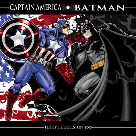 Capt Vs Batman Commission By Thuddlestondeviantart Batman Marvel
