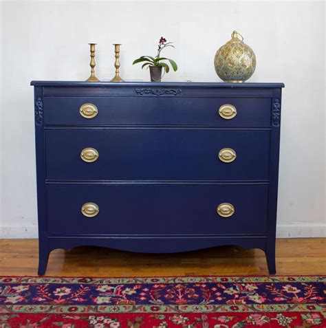 I got it back in august? SOLD Vintage Navy Blue Federal Dresser Navy Blue and Gold ...
