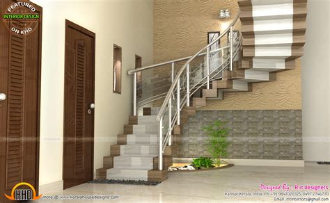 Modular Kitchen Bedroom And Staircase Interior Kerala Home Design