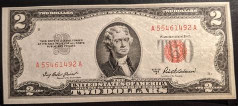 A Higher Grade Two Dollar Bill Red Seal Note United States Etsy