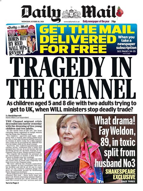 Daily Mail Front Page 28th Of October 2020 Tomorrows Papers Today