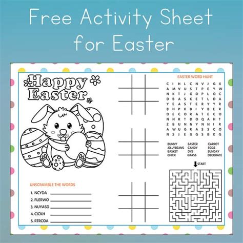 Easter Activity Sheet Or Placemat For Kids Free Printable